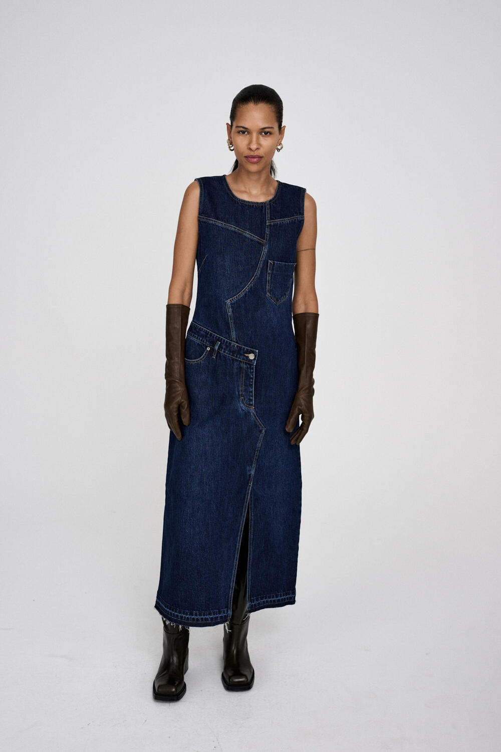 Inette lang denimkjole - Dark Washed Indigo
